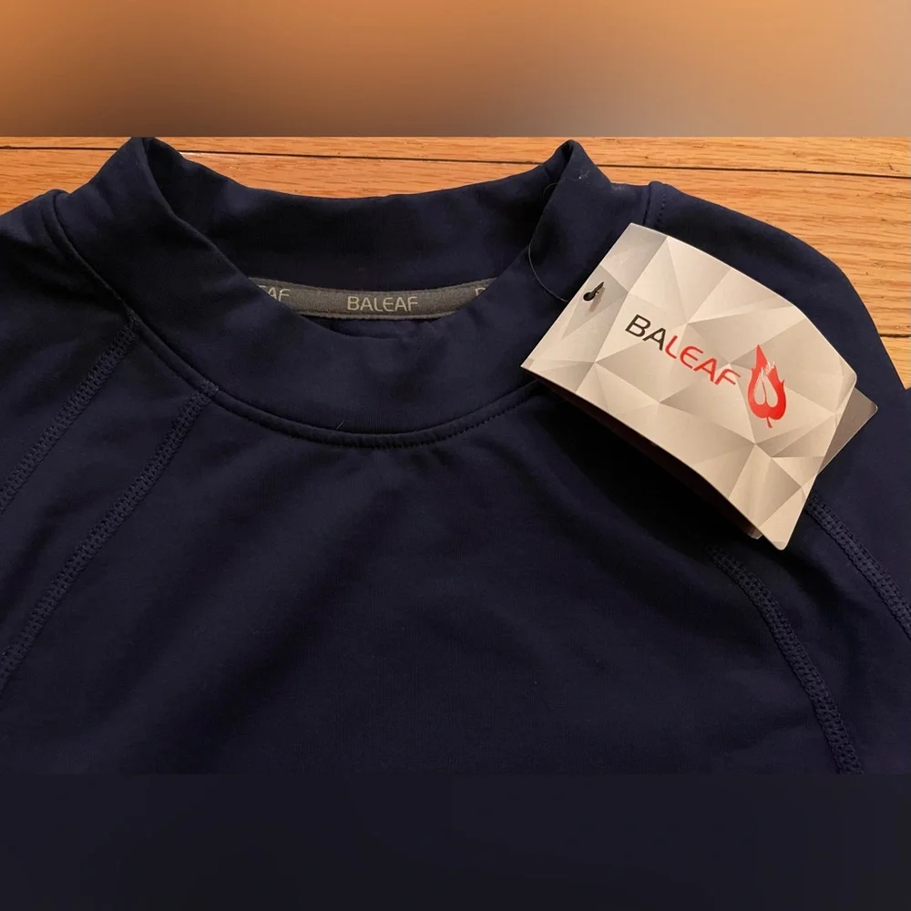 NWT BALEAF Black Thermal Mock Neck Long Sleeve Shirt Zip Pockets Women’s Small - Picture 2 of 6